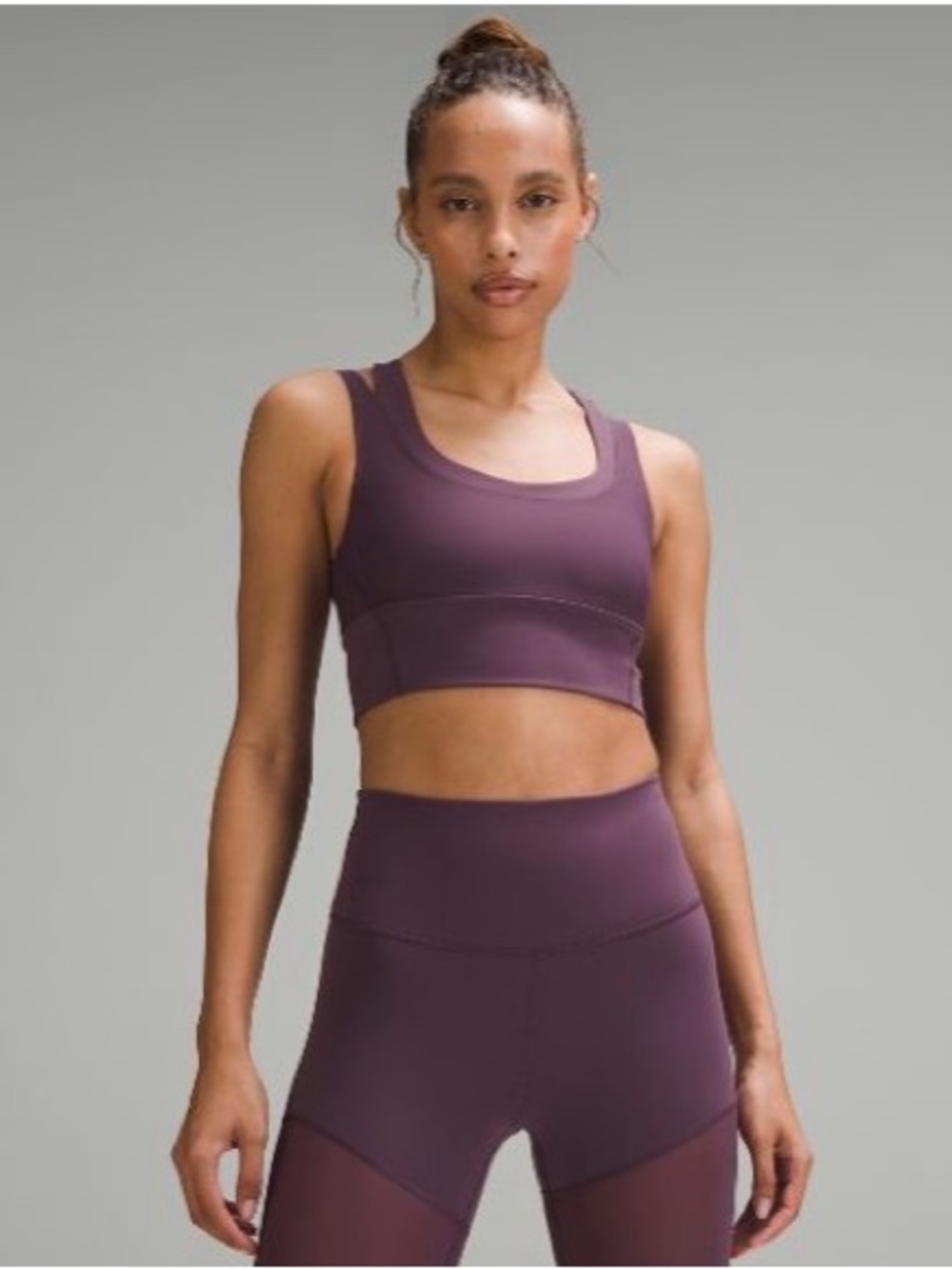 lululemon athletica Plum Wunder Train Mesh Racerback Longline Sports Bra